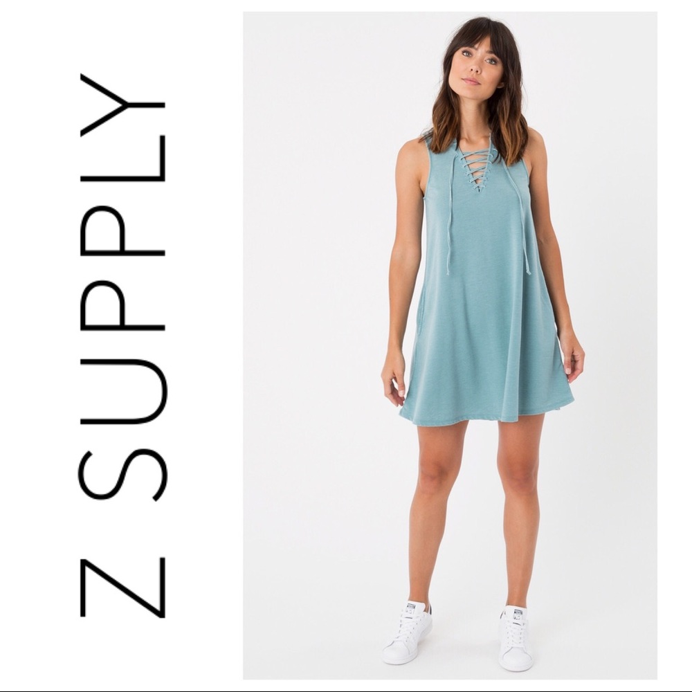 Z SUPPLY all tied up lace-up french terry dress